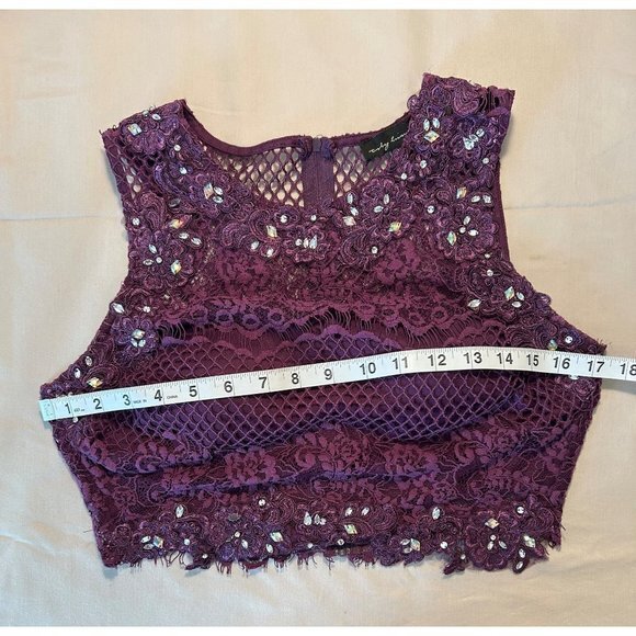 Women's Purple 2‎ PIece Rhinestone Lace  Dress Homecoming Party Size 7 - Picture 12 of 16